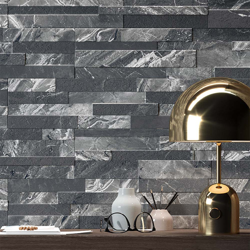 Oswald Black Split Face Matt Porcelain Wall 150x610mm