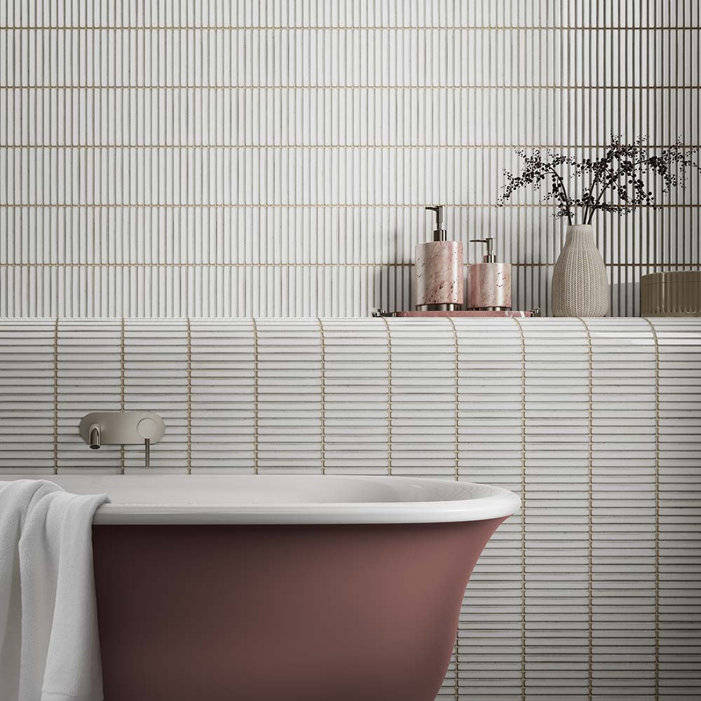 Linear White Gloss Glazed Porcelain Mosaic 313x296mm
