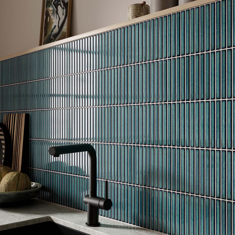 Linear Green Gloss Glazed Porcelain Mosaic 313x296mm