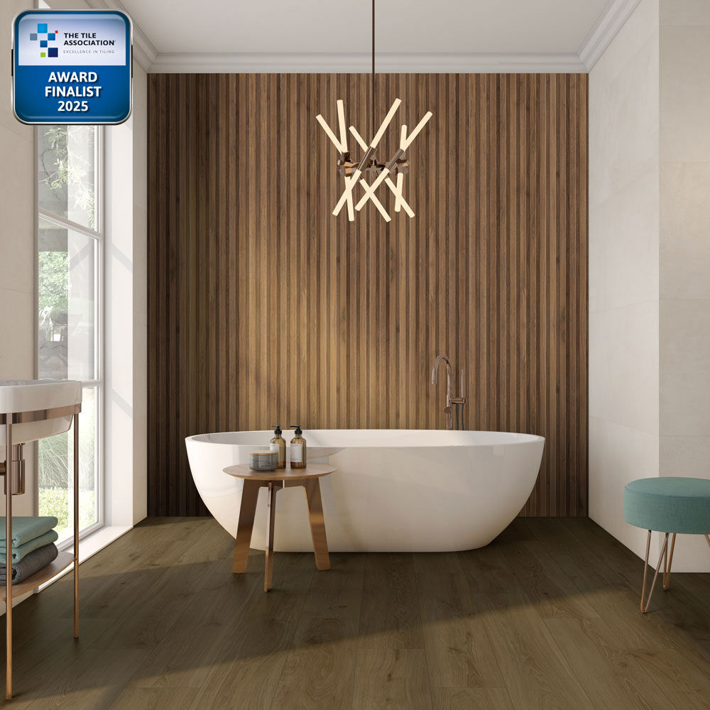 Kinabalu Walnut Panel Décor Porcelain Wall