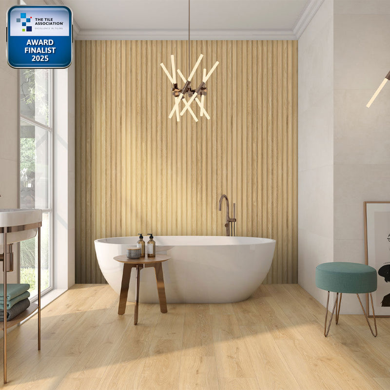 Kinabalu Light Oak Panel Décor Porcelain Wall 600X1200mm